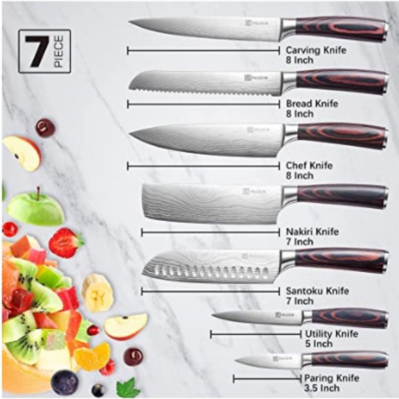 PAUDIN - UNIVERSAL Series: 7 pc PROFESSIONAL CHEF KNIVE SET - Picture 3 of 9